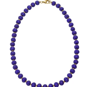Collar de mujer en acero IP dorado con cristal azul. Elegante, versátil y fácil de combinar