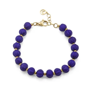 Pulsera de mujer en acero IP dorado con cristal azul. Elegante y versátil