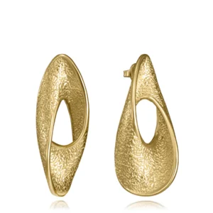 Pendientes de mujer de acero IP dorado, con diseño enroscado y textura