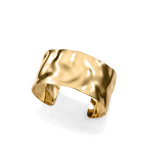 PULSERA DE MUJER DE ACERO IP DORADO RÍGIDA ABIERTA