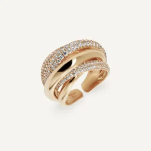 Anillo tiras entrelazados Luire con circonitas