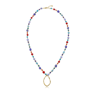 VICEROY Collar con piedras naturales de colores y colgante dorado