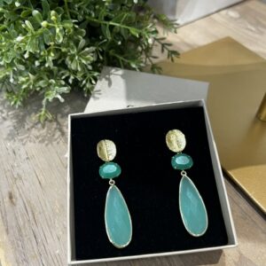 Pendientes dorados con Jade verde