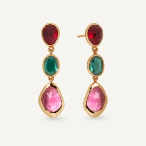 Pendientes largos Flora con piedras naturales