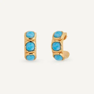 Pendientes semiluna Turquesa con cuarzo larimar azul