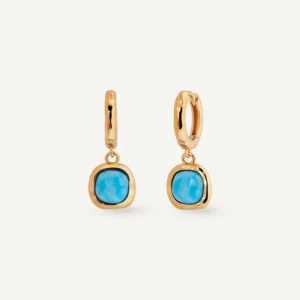 Pendientes de aro Turquesa con cuarzo larimar azul