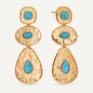 Pendientes volumen Turquesa con cuarzo larimar azul