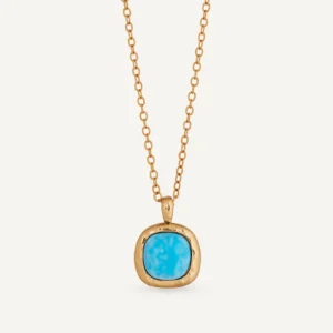 Collar cadena fina Turquesa con cuarzo larimar azul