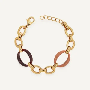 Pulsera eslabones Caramel con Acetato y Resína marrón