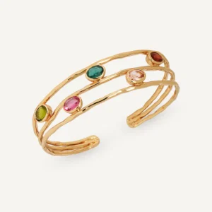 Brazalete abierto Flora con piedras naturales