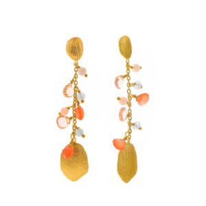 PENDIENTES LATON CHAPADO DORADO OVALOS CADENA HIDRO MORGANITA JADE NARANJA AQUAMARINA MILKY OPALO ROSA OVALOS FACETADOS