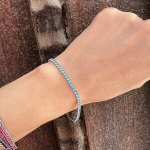 Pulsera Plata Riviere con circonitas azul turquesa