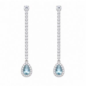 Pendientes Plata con Circonitas y topacio azul