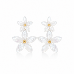 Pendientes Plata chapada doble Lirios de nácar