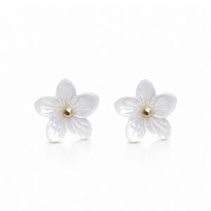 Pendientes Plata chapada en Oro Flor de nácar