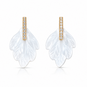 Pendientes Plata chapada con Hoja de nácar y circonitas