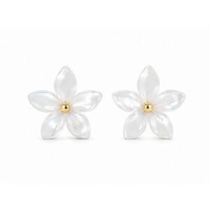 Pendientes Plata chapada en Oro con Flor de nácar