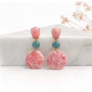 Pendientes Plata chapada con piedras naturales