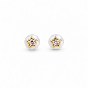 Pendientes Niña Oro 18kts Perlas y estrella