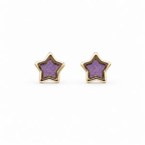 Pendientes Niña Oro 9kts Estrella púrpura
