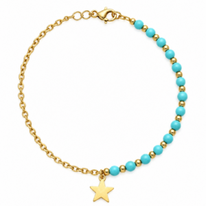 Pulsera Oro 18kts con Turquesas y estrella