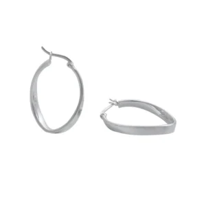 Pendientes Vidal&Vidal Aro Ovalado Ondulado Baño Plata R1487C