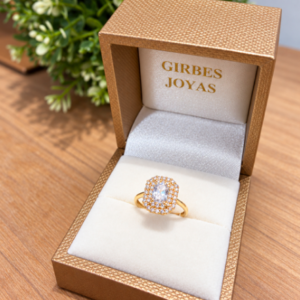 Anillo Oro 18kts estilo Vintage con doble halo