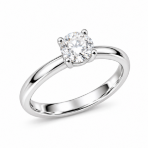 Anillo Solitario Oro blanco 18kts con Diamante Natural
