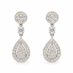 Pendientes Oro blanco 18kts con Circonitas