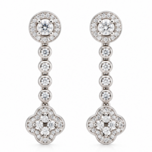 Pendientes Oro blanco 18kts con Circonitas