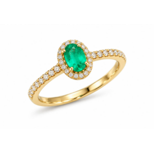 Anillo Oro 18kts con Esmeralda y circonitas